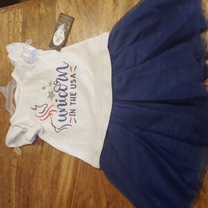 NWT UniqueBaby Unicorn in the USA Matching Set Size 2T